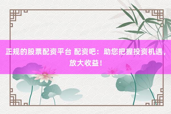 正规的股票配资平台 配资吧：助您把握投资机遇，放大收益！