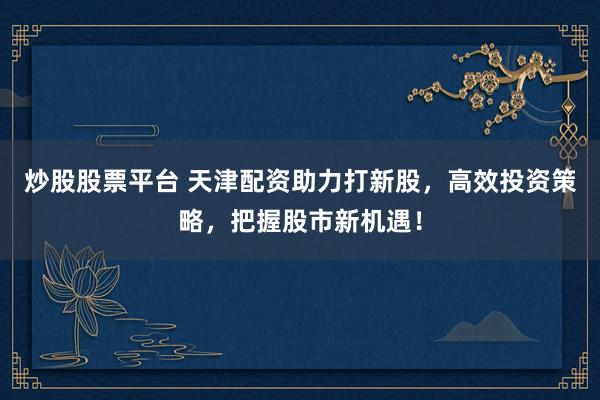 炒股股票平台 天津配资助力打新股，高效投资策略，把握股市新机遇！