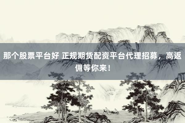 那个股票平台好 正规期货配资平台代理招募，高返佣等你来！