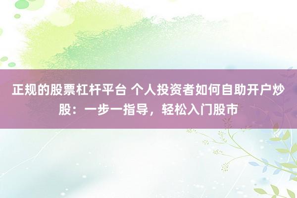 正规的股票杠杆平台 个人投资者如何自助开户炒股：一步一指导，轻松入门股市