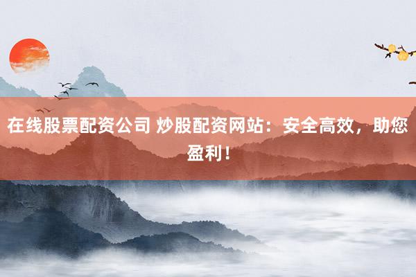 在线股票配资公司 炒股配资网站:安全高效,助您盈利!