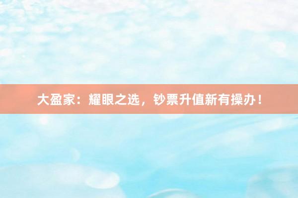 大盈家：耀眼之选，钞票升值新有操办！