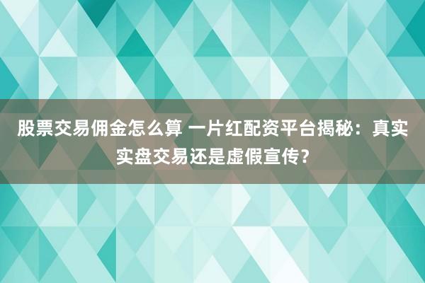 股票交易佣金怎么算 一片红配资平台揭秘：真实实盘交易还是虚假宣传？