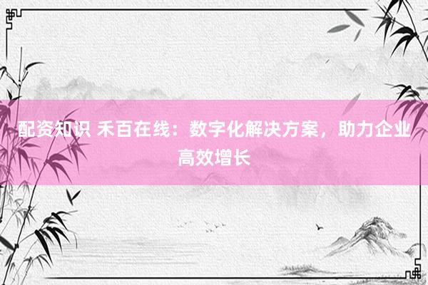 配资知识 禾百在线：数字化解决方案，助力企业高效增长