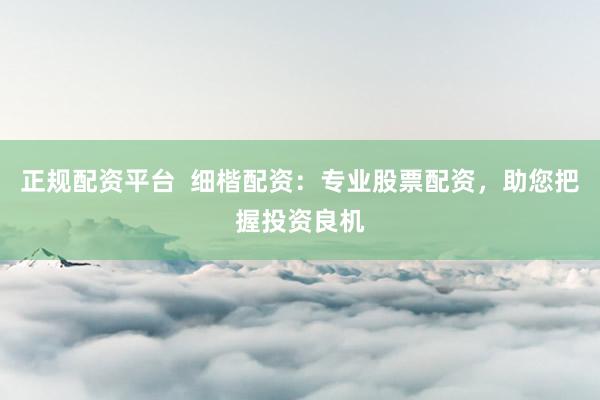 正规配资平台  细楷配资：专业股票配资，助您把握投资良机